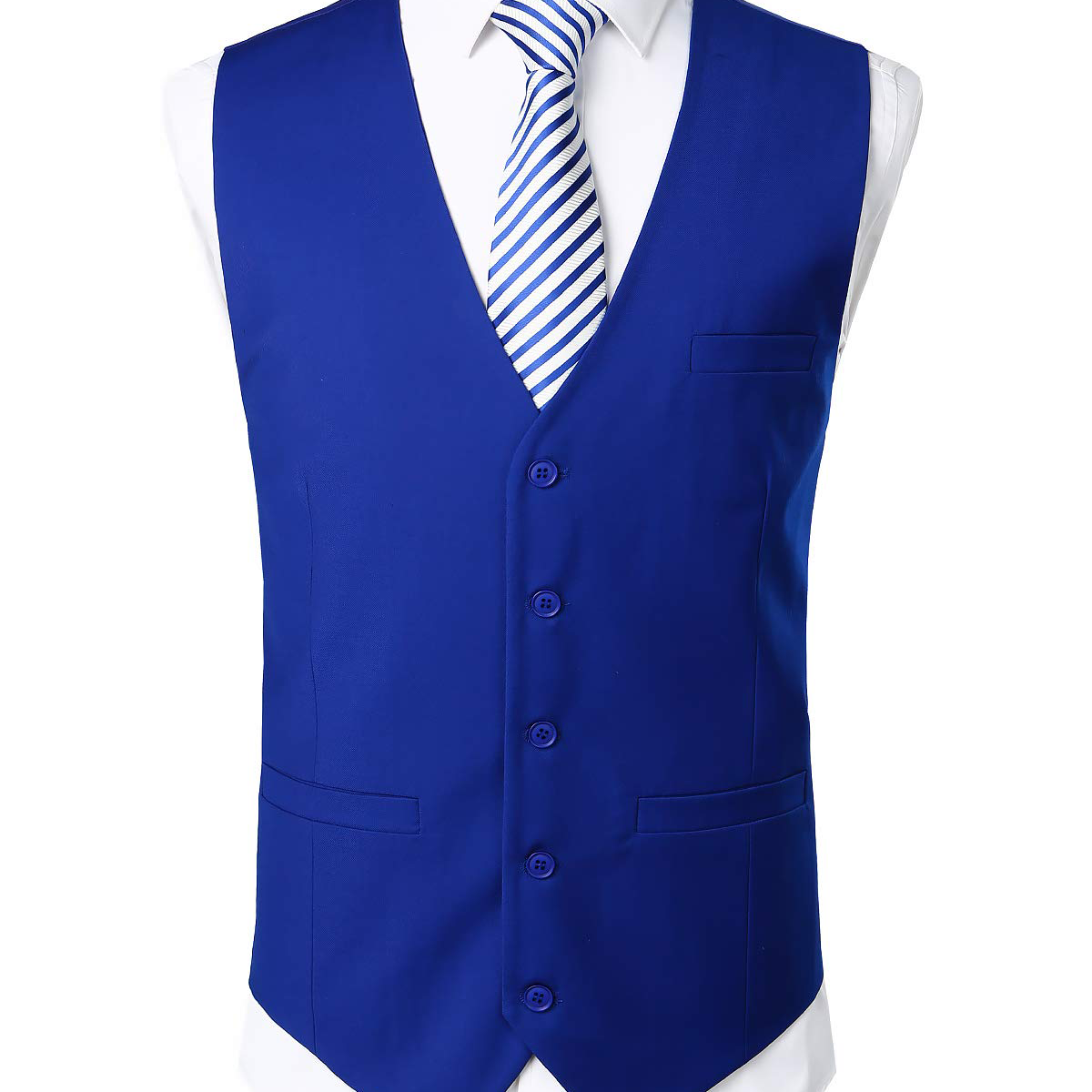 Mens V-Neck Formal Suit Vest Slim Fit Dress Vest Wedding Waistcoat for ...