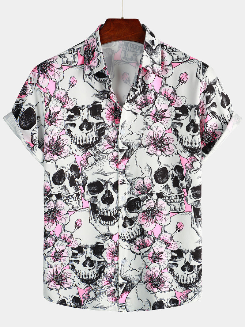 Pattern Flower Happy Summer - Skull Clothing - Skull Hawaiian