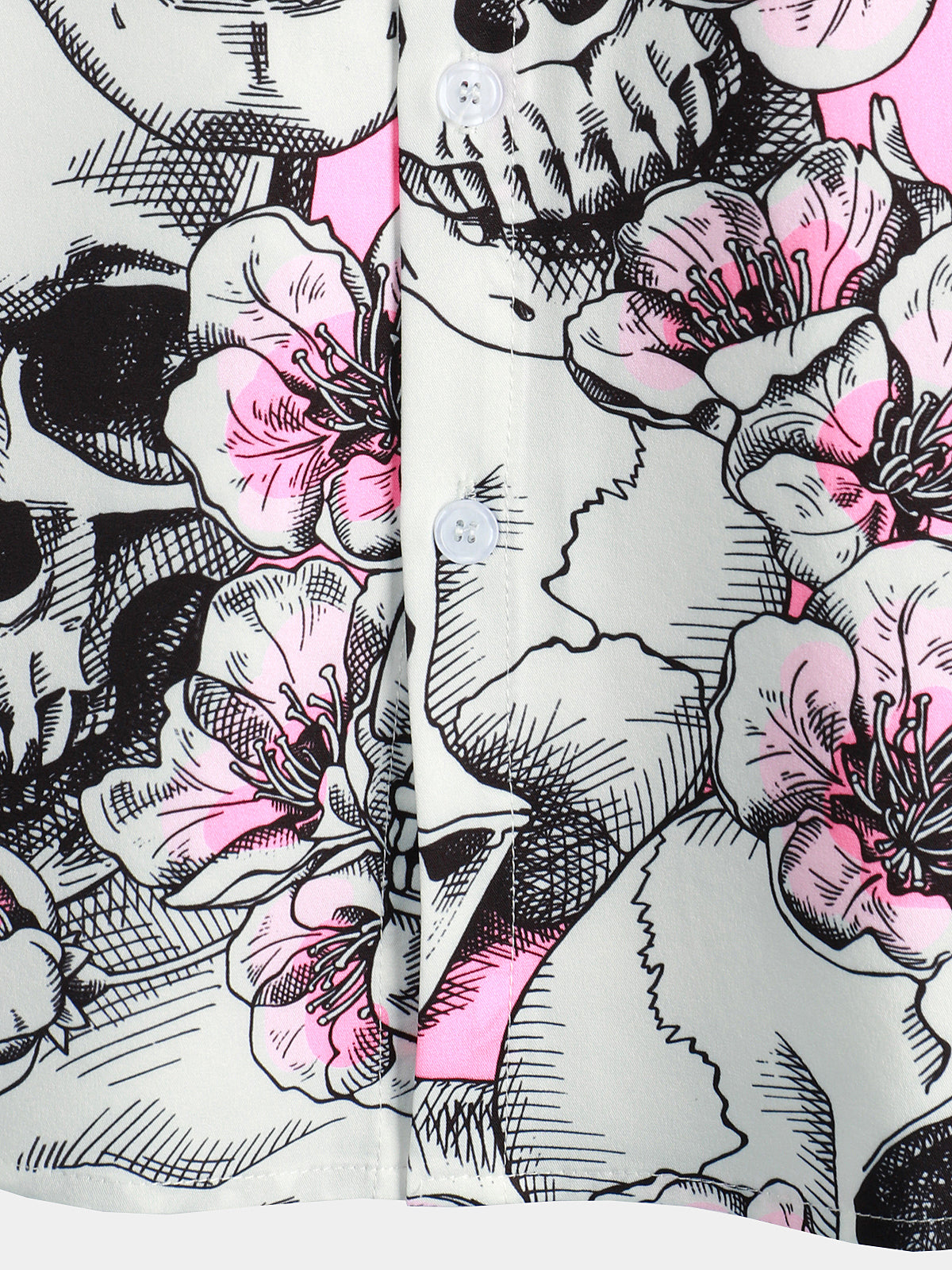 Mens Hawaiian Shirt Pink Skull Art Casual Short Sleeve Button Down